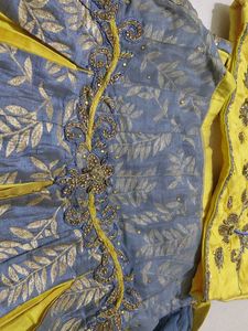 Yellow &amp; Grey Embellished Lehenga Choli