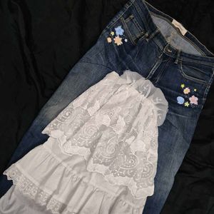 y2k straight long shirt Ruffled Overlay whimsical