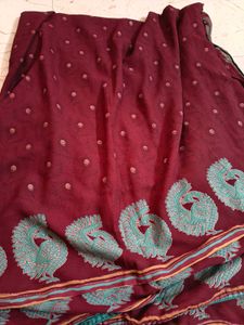 Elegant Maroon Saree with Paisley Border