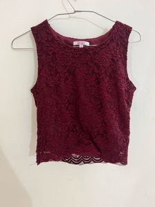 Ginger Burgundy Lace Crop Top