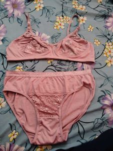 Elegant Pink Lace Bra and Panty Set