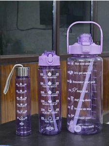 Large Motivational Water Bottle with straw.