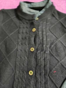 Blue Knitted Vest with Shirt