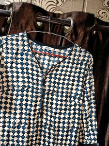 Blue &amp; White Printed Kurta and dupata