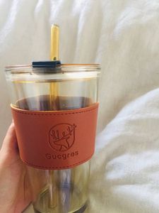Stylish Glass Tumbler with Straw
