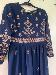 Elegant Navy Embroidered Gown