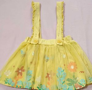 Adorable Yellow Floral Suspender Skirt