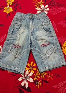 Stylish Denim Shorts with Embroidery