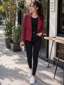 Chic Red Tweed blazer