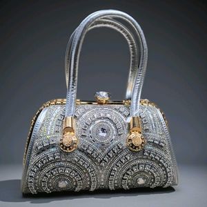 Sparkling White Embellished Clutch Bag