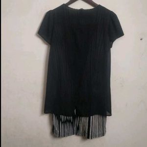 Chic Black Peter Pan Collar tunic top