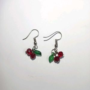 🌿🍒 Unique Handmade Cherry Earrings ✨