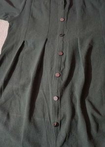 Olive Green A-Line Kurti Top With Pant Set