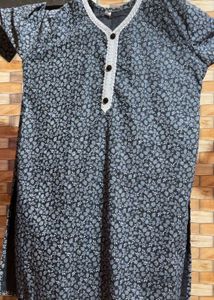 Printed Khadi Cotton Kurti in black colour 3xl