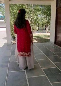 Elegant Red Sharara Suit Set