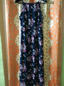 Navy Floral Print Maxi Dress
