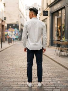 Men’s Light Blue &amp; White Vertical Striped