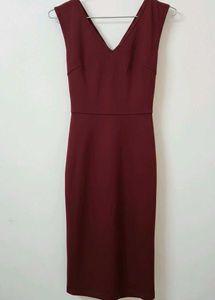 Burgundy Bodycon Midi Dress