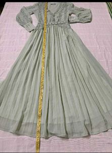 V-Neck Pleated Maxi Dress
