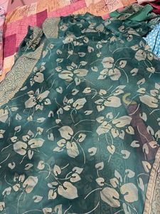 Elegant Green Floral Saree