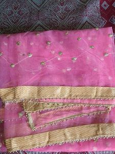 Embellished Pink Net Dupatta