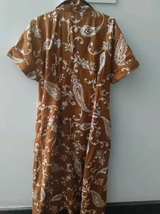 Brown Floral Print Shirt Dress