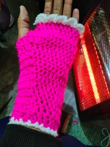 Pink Crochet Fingerless Gloves