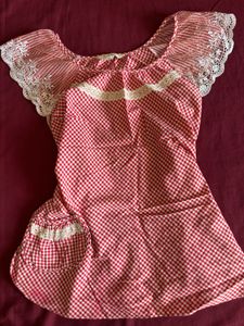 Cute Red Gingham Lace Top