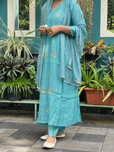 Elegant Yellow ,purple and blue Kurta Set
