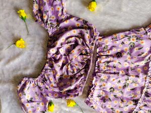 4-6 Years Girls Lavender Floral Co-Ord Set