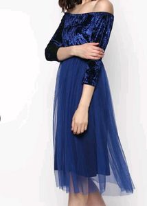 Velvet Off-Shoulder Tulle Dress