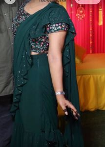 Elegant Emerald Green ready to wear SareeBlouse