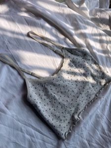 Cute Floral Crop Top with Lace Trim