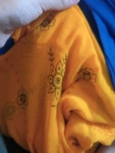 Yellow Kurta Set with Blue Bottom