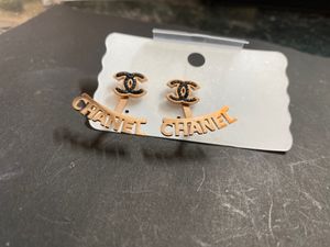 CHANEL ROSEGOLD TWO IN ONE EAARINGS ANTITARNISH