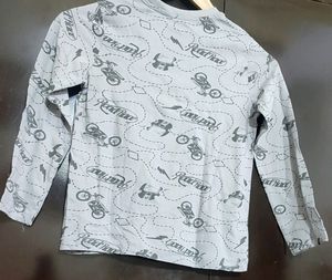 Grey Printed T-shirt For Baby Boy 5- 6 Age