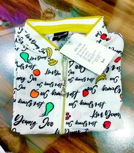 Cute Fruit Print Zipper Top
