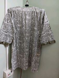White Elegant Printed Kurti With Dupatta