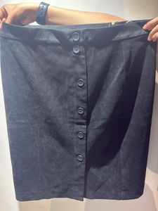 Classic Black Button-Front Skirt
