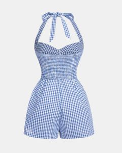 Blue Gingham Halter Neck Playsuit