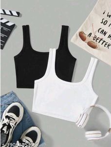 Classic Black & White Crop Tank Tops
