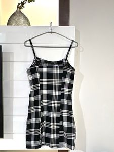 Black &amp; White Plaid Mini Dress