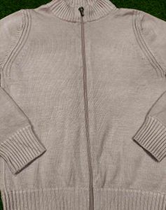 Pink Zip-Up Woollen Sweater