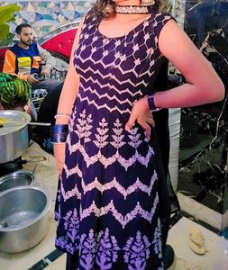 Navy Blue Embroidered Kurta Set