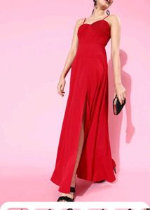 Stunning Red High Slit Maxi Dress