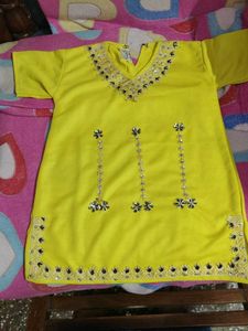 Bright Yellow Embellished Kurta