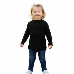 Cozy Black Ribbed Sweater for Little Ones