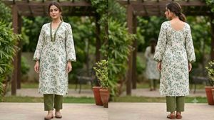 Elegant Leaf Print Kurta Set