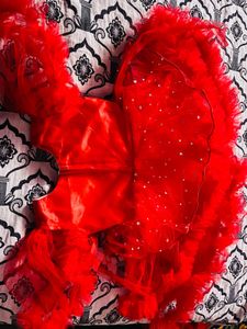 (1 frock ) Sparkly Red Baby Dress