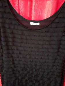 Chic Black Textured one piece therefore length